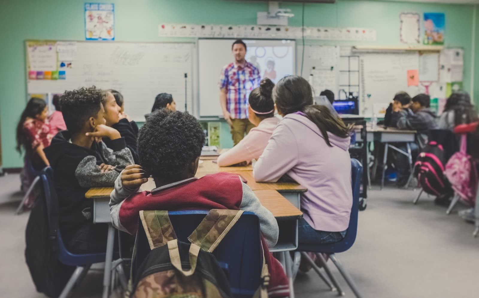 A diverse classroom of students